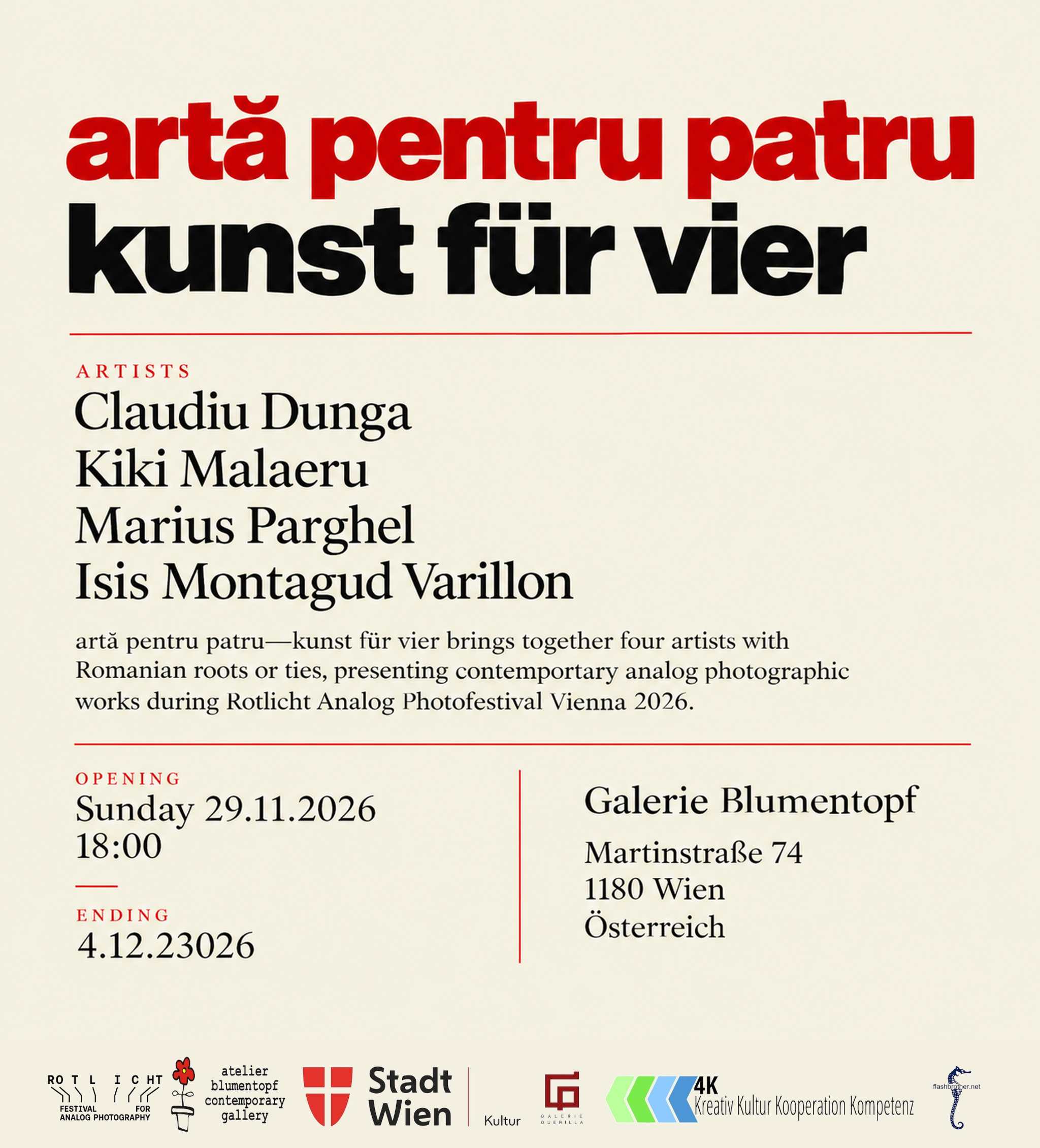 arta pentru patru flyer with logos s